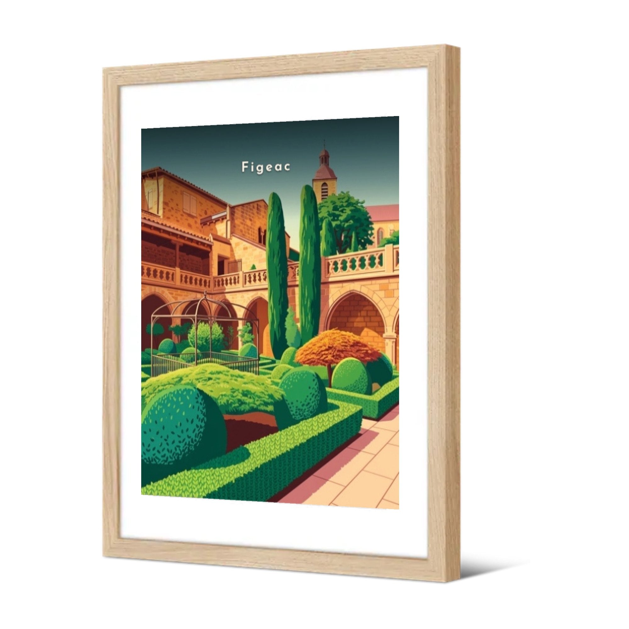 Le cloître et les jardins — Pôdevache, encadrée, vue de trois quarts