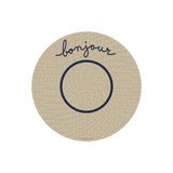 Dessous de verre en vinyle rond — modèle Kea Bonjour, inspiration bord de mer