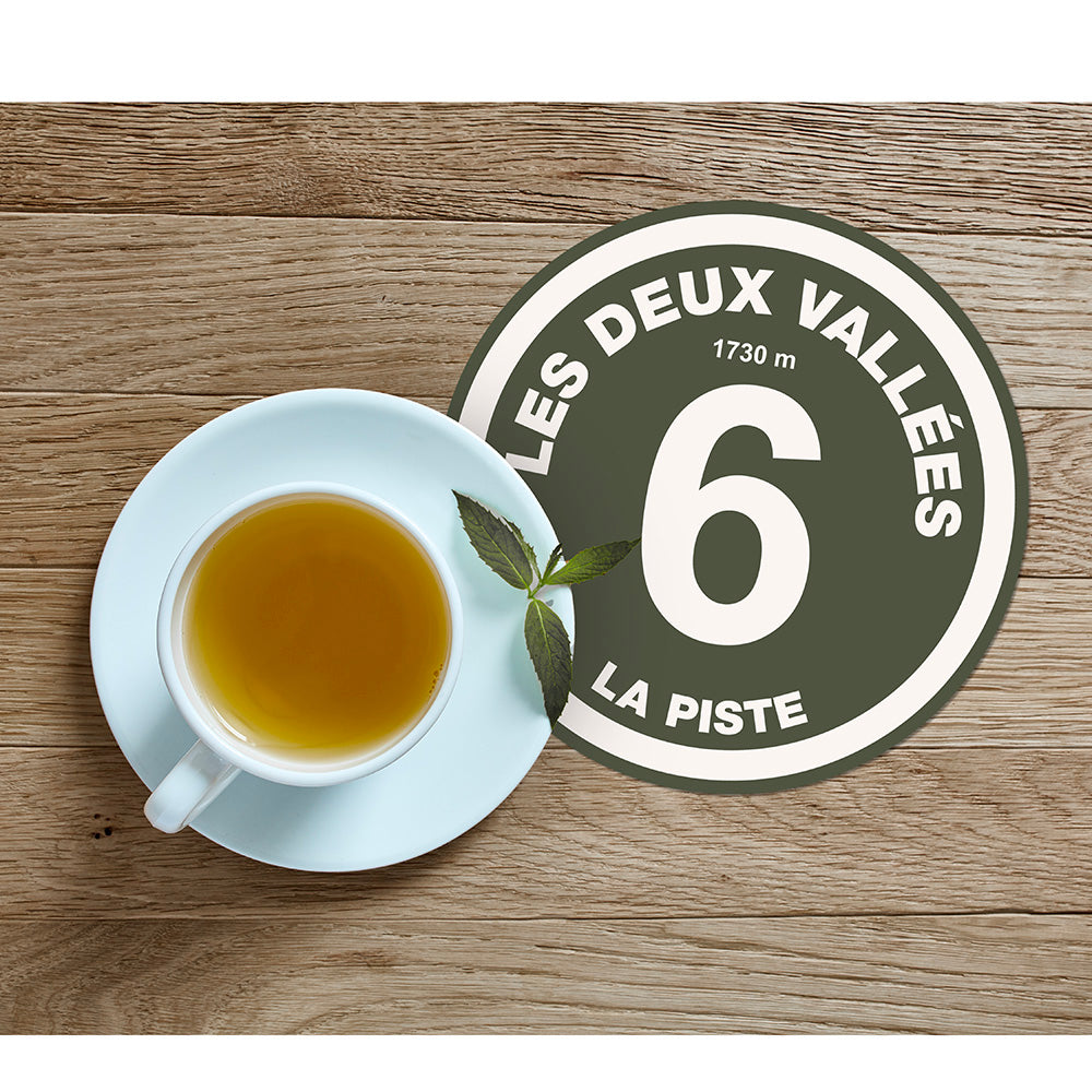 Set of 6 Piste Verte vinyl coasters