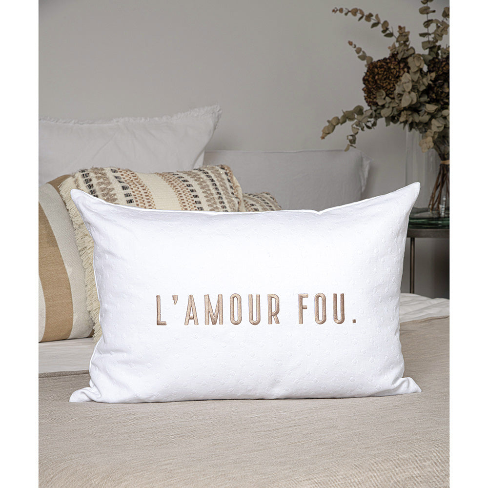 Crazy love embroidered cushion