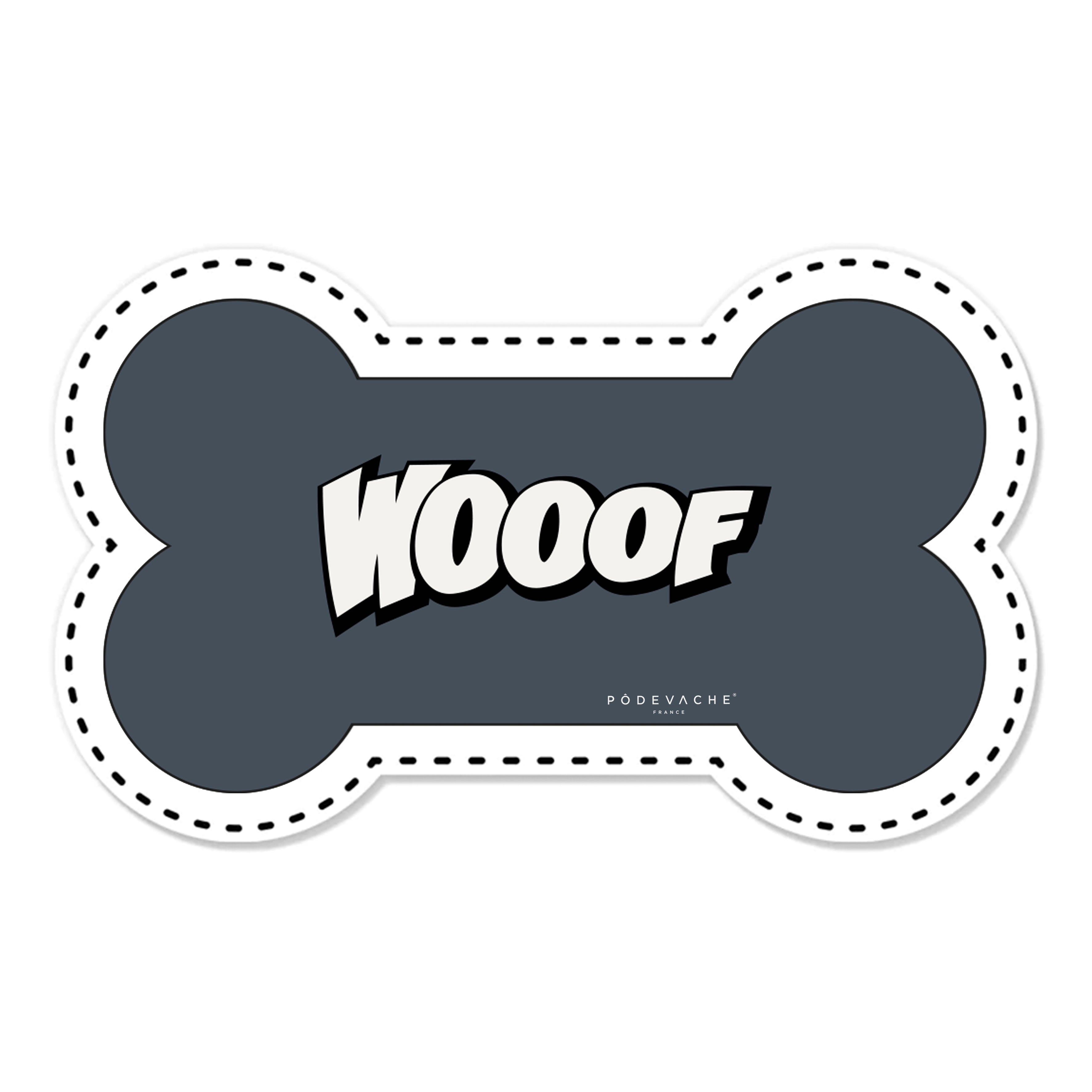 Alfombrilla vinílica para cuenco Wooof con forma de hueso - Perro