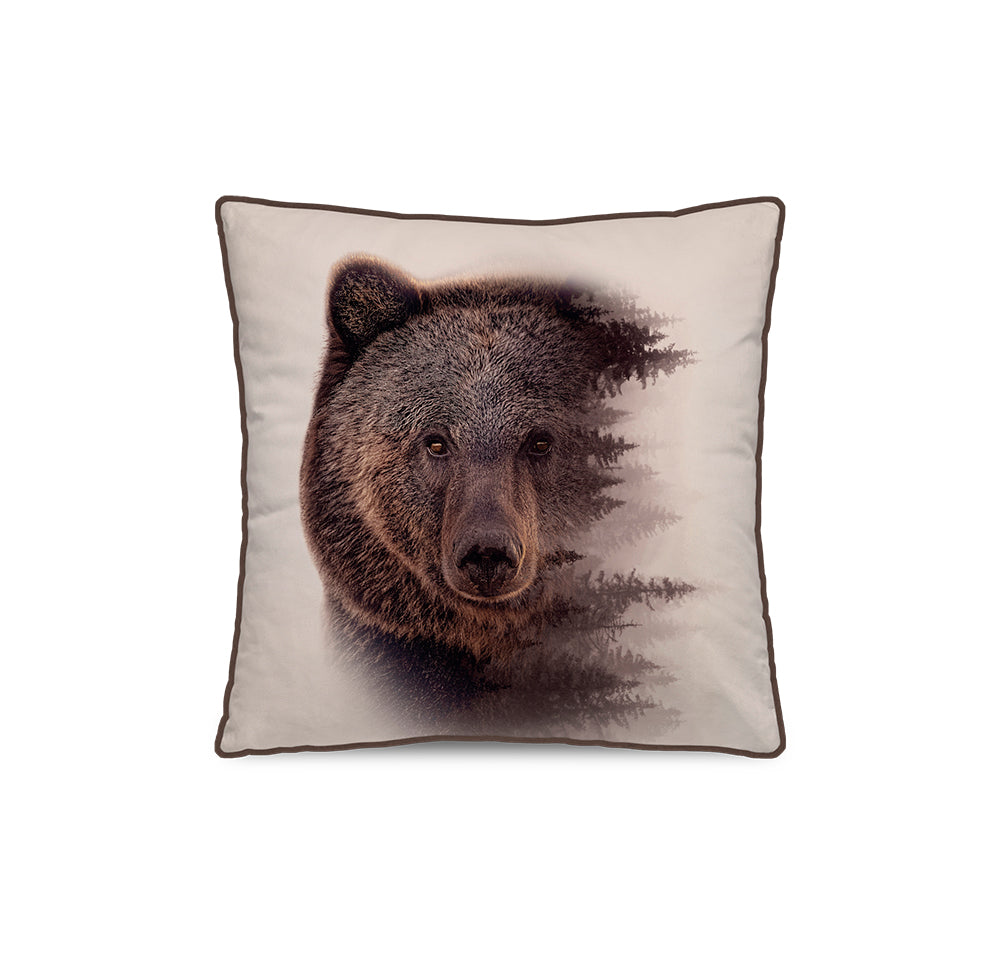 Coussin velours Ours Brun