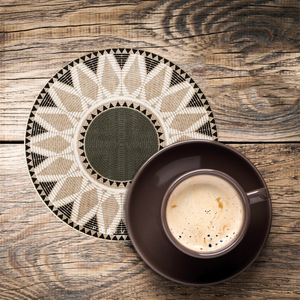 Set of 6 Bevala vinyl coasters