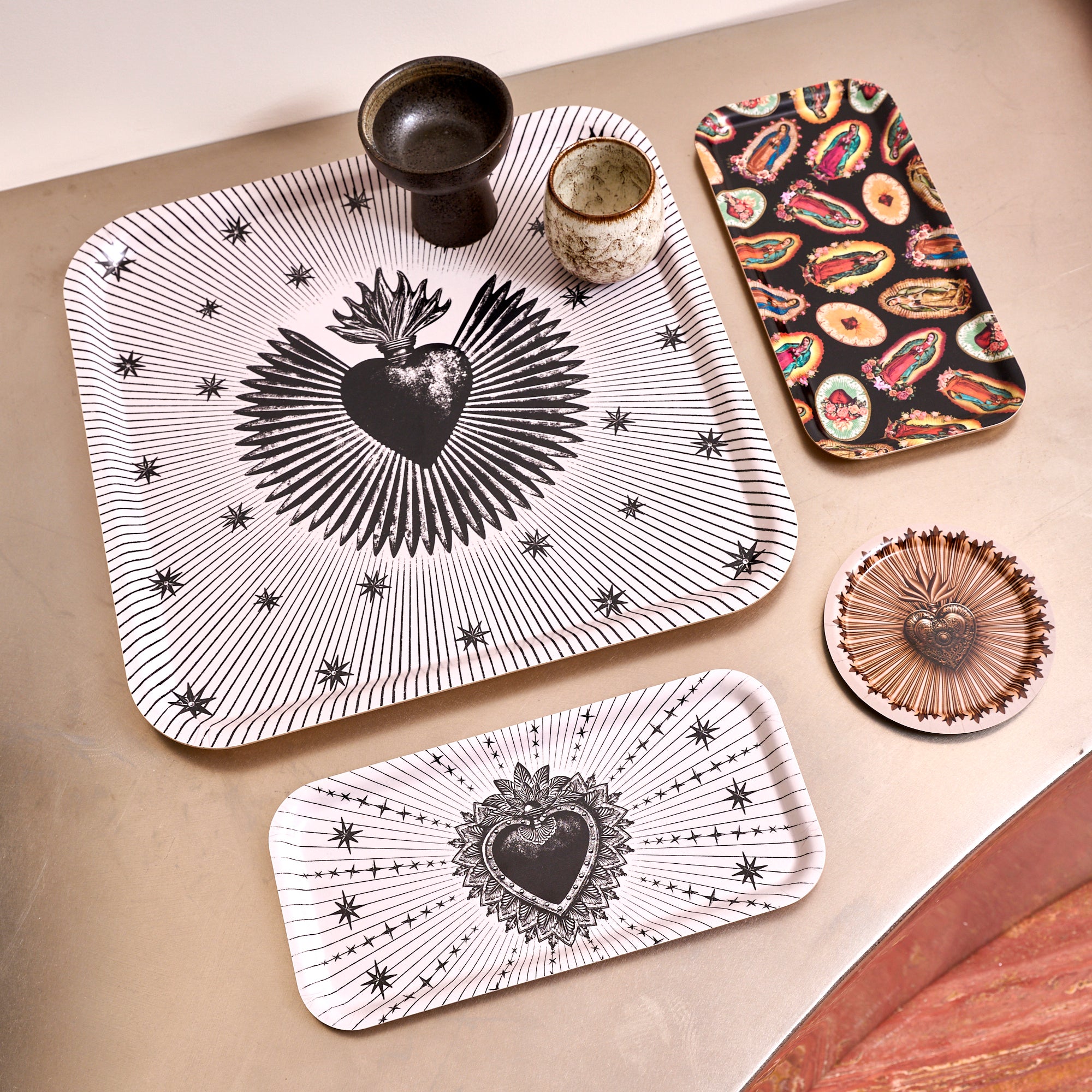 Vide poche en bois rond Gold Ex-Voto