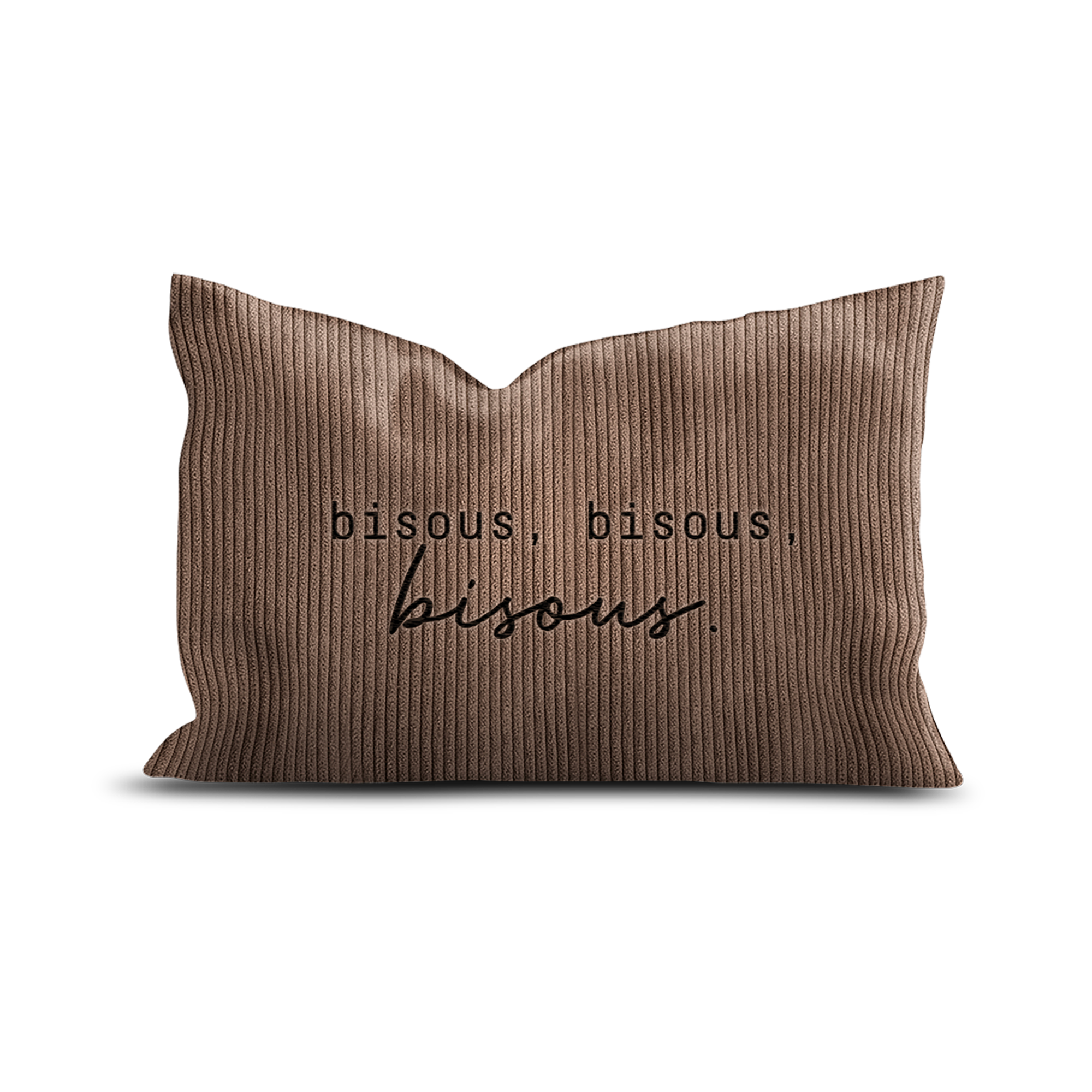 Coussin velours brodé 3 Bisous