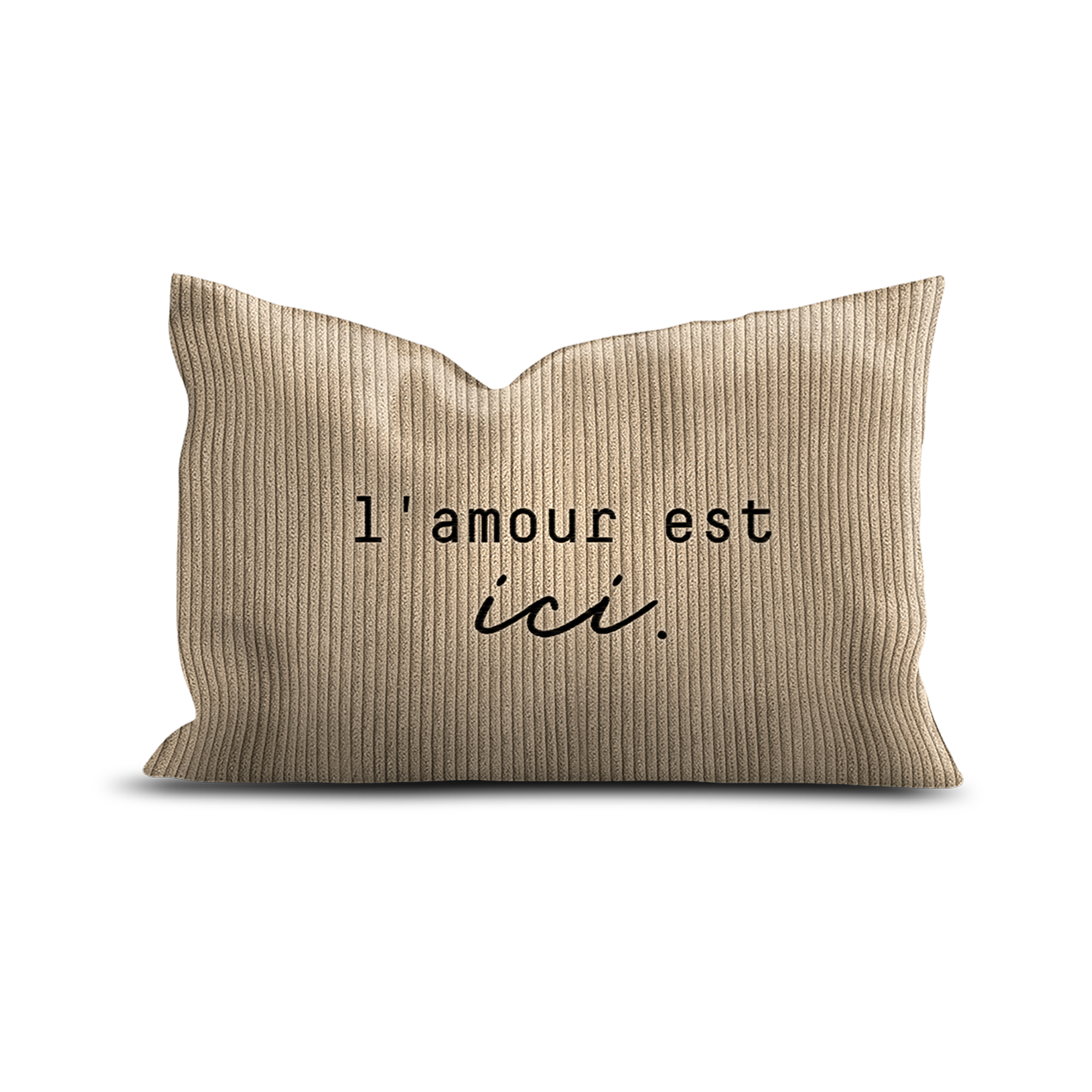 Coussin velours brodé L’amour est ici