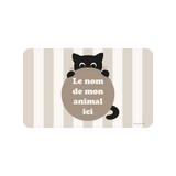 Tapis gamelle vinyle personnalisable Chaton Rond - Beige