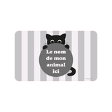 Tapis gamelle vinyle personnalisable Chaton Rond - Gris