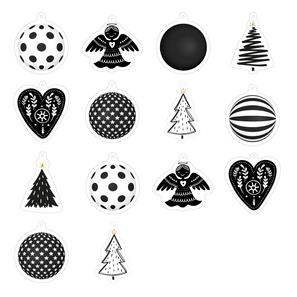 Lot de 14 boules de Noël Black