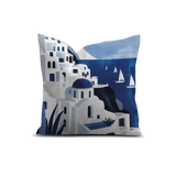 Coussin en polyester carré — modèle extérieur Santorin, inspiration bord de mer