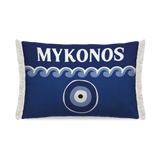 Coussin en polyester rectangulaire — modèle extérieur frangé Mykonos, inspiration bord de mer