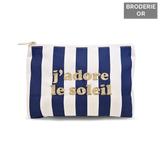 Pochette en polyester — modèle brodée J'adore Soleil, inspiration bord de mer