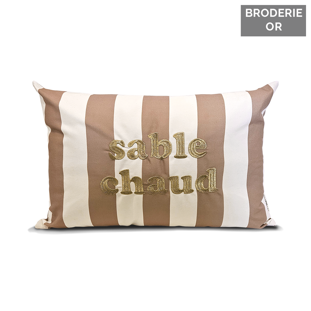 Coussin extérieur brodé Sable Chaud