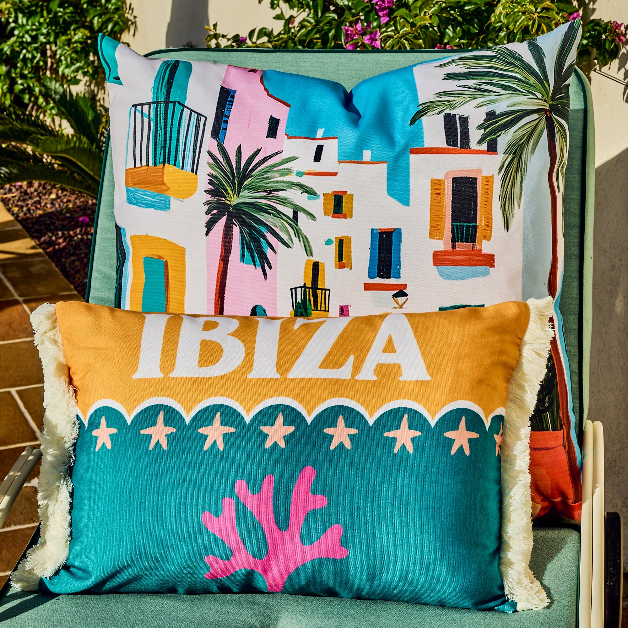 Coussin extérieur frangé Baleares