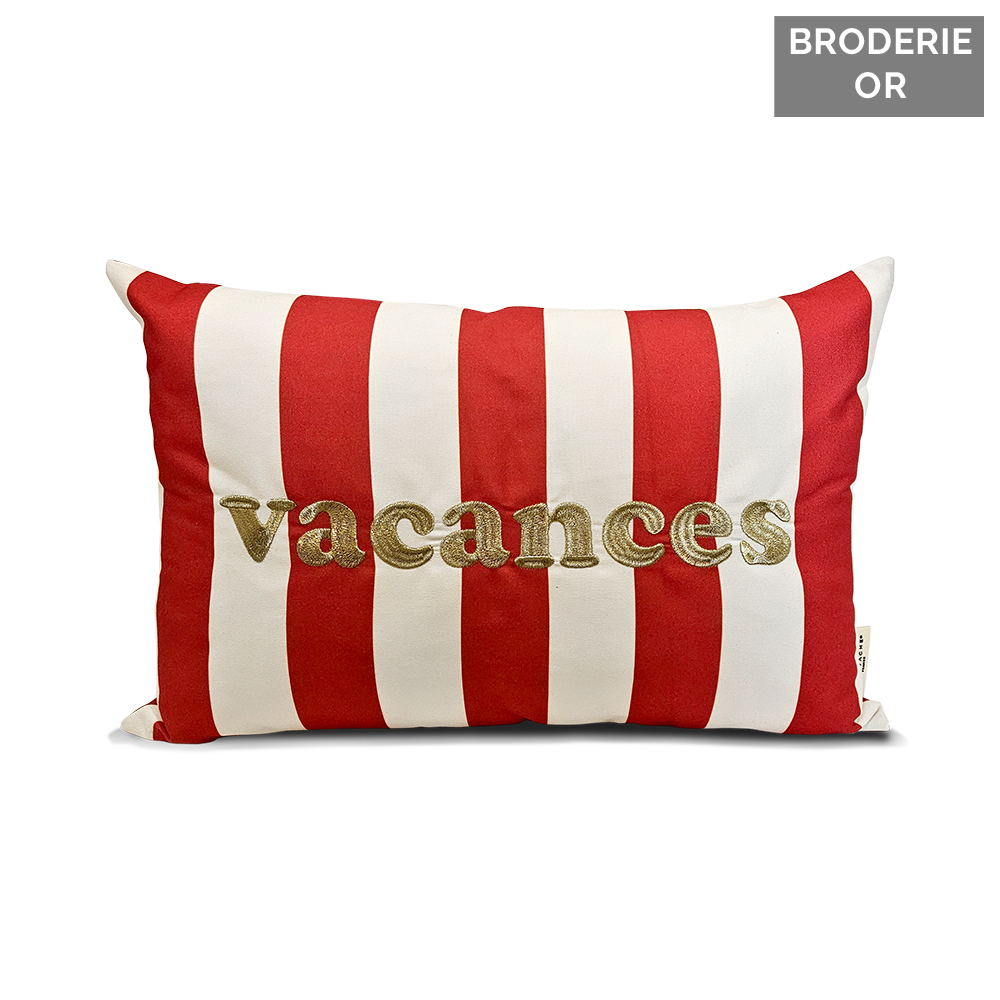 Coussin extérieur brodé Vacances