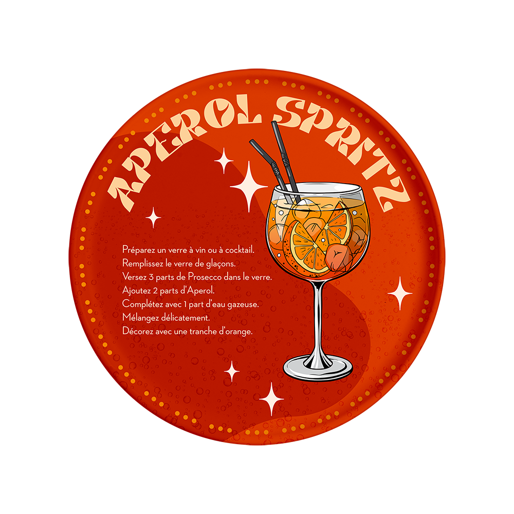 Lot de 6 dessous de verre vinyle Aperol Spritz