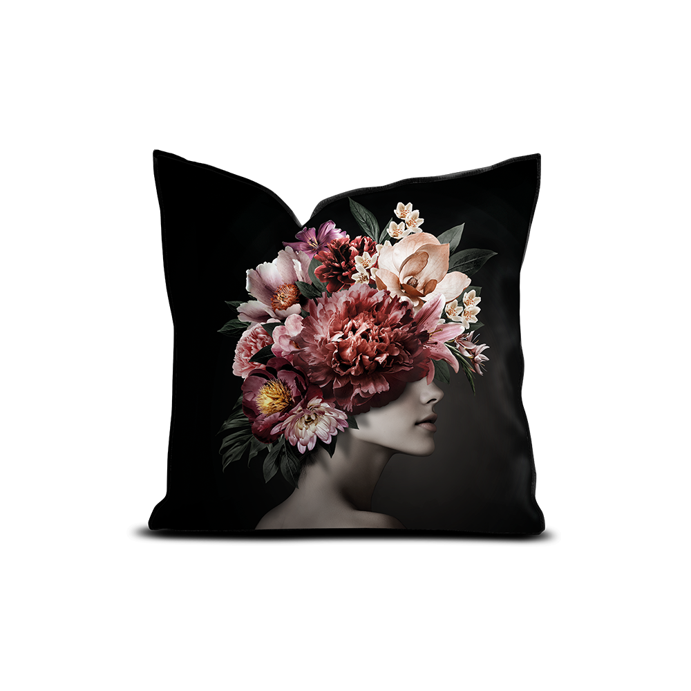 Coussin velours Pivoine