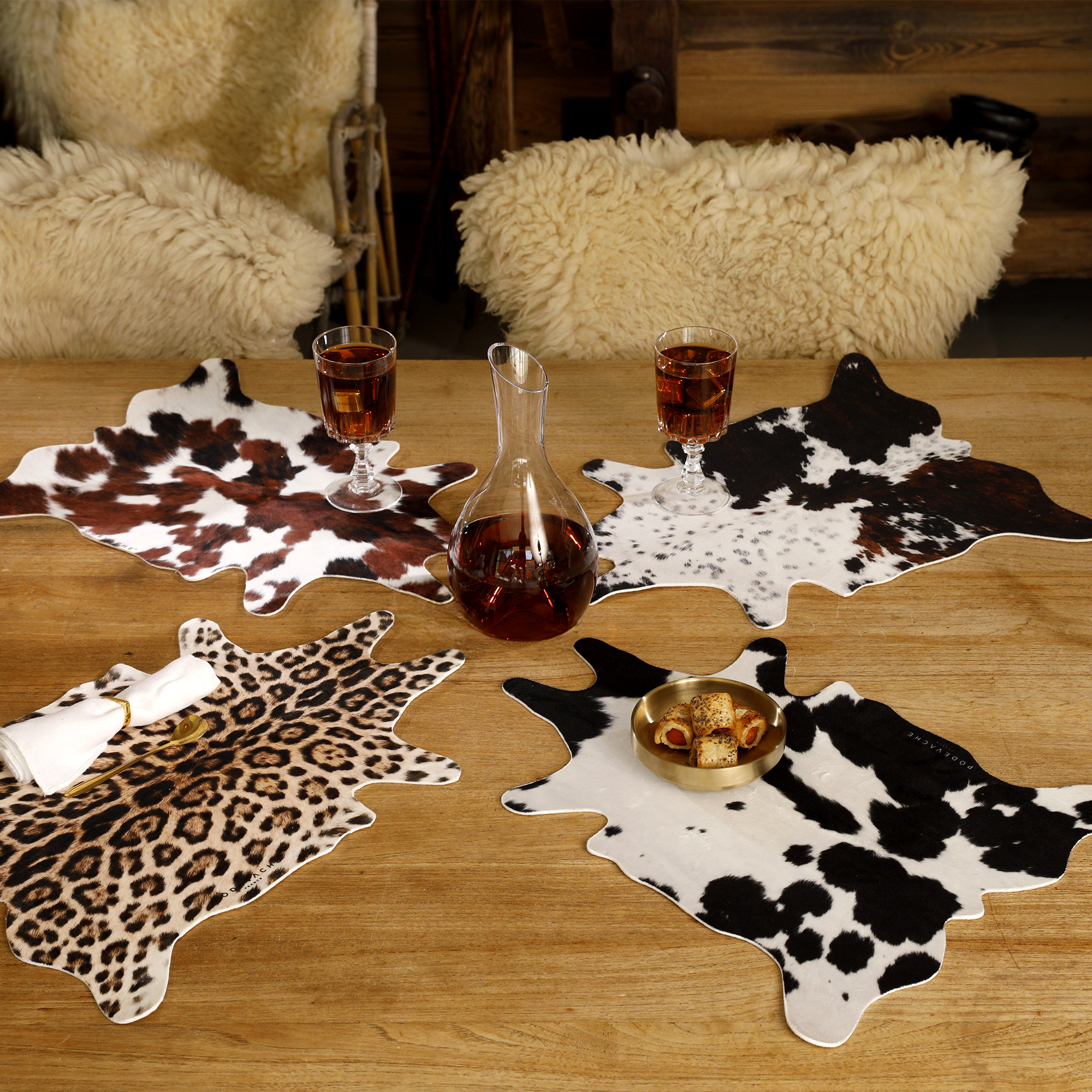 Set de table velours Vache