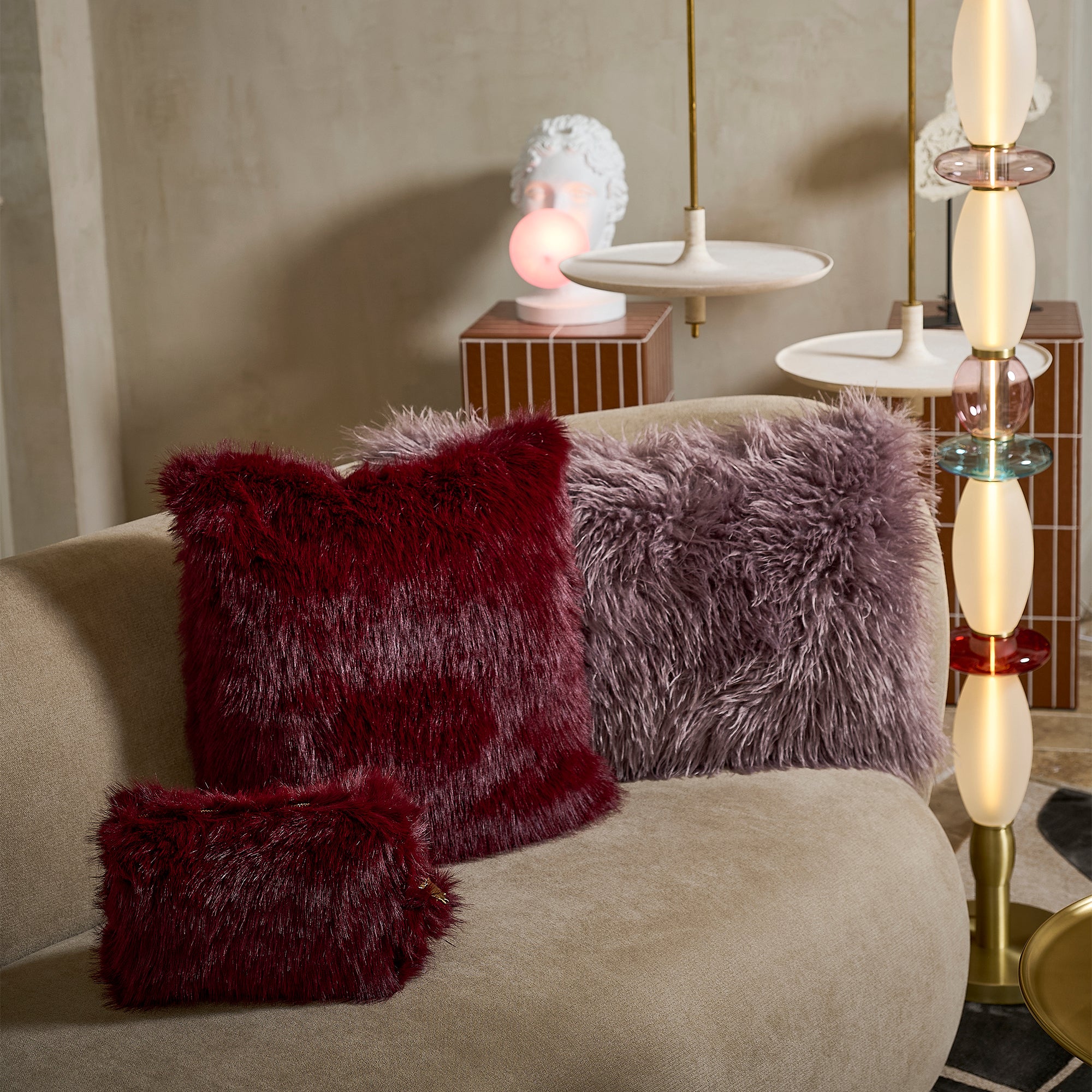 Coussin en fausse fourrure Florence