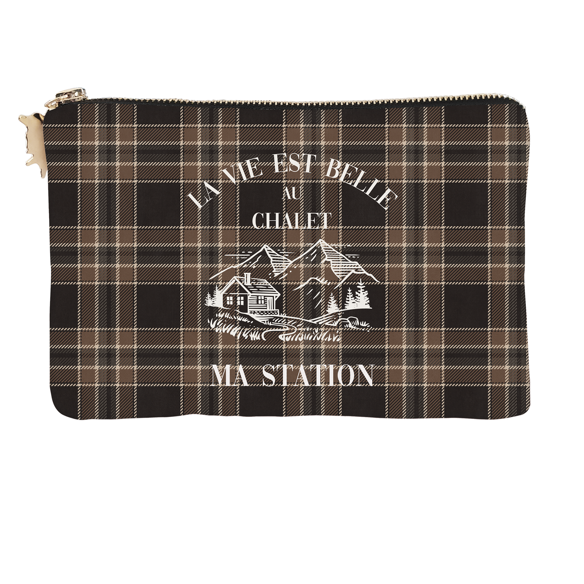 Pochette Velours Personnalisée Montagne Sestrières Marron S