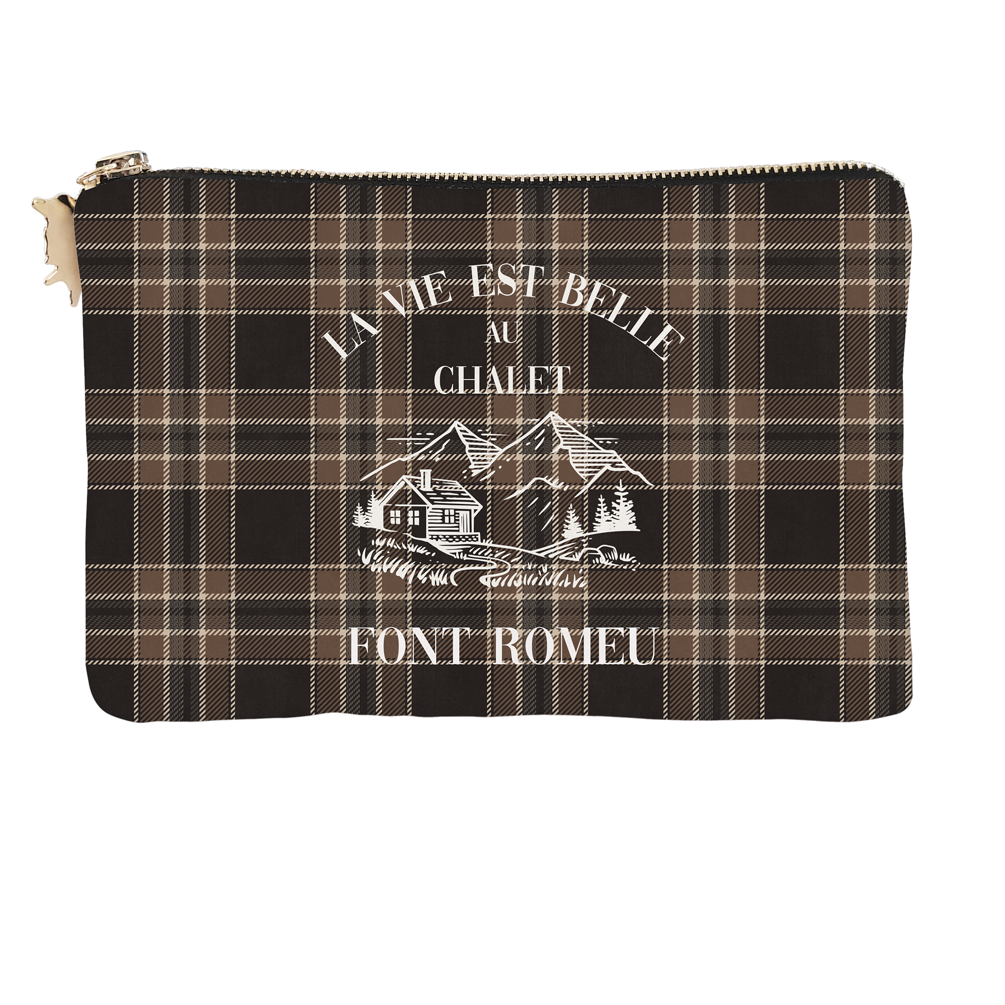 Pochette Velours Personnalisée Montagne Sestrières Marron S