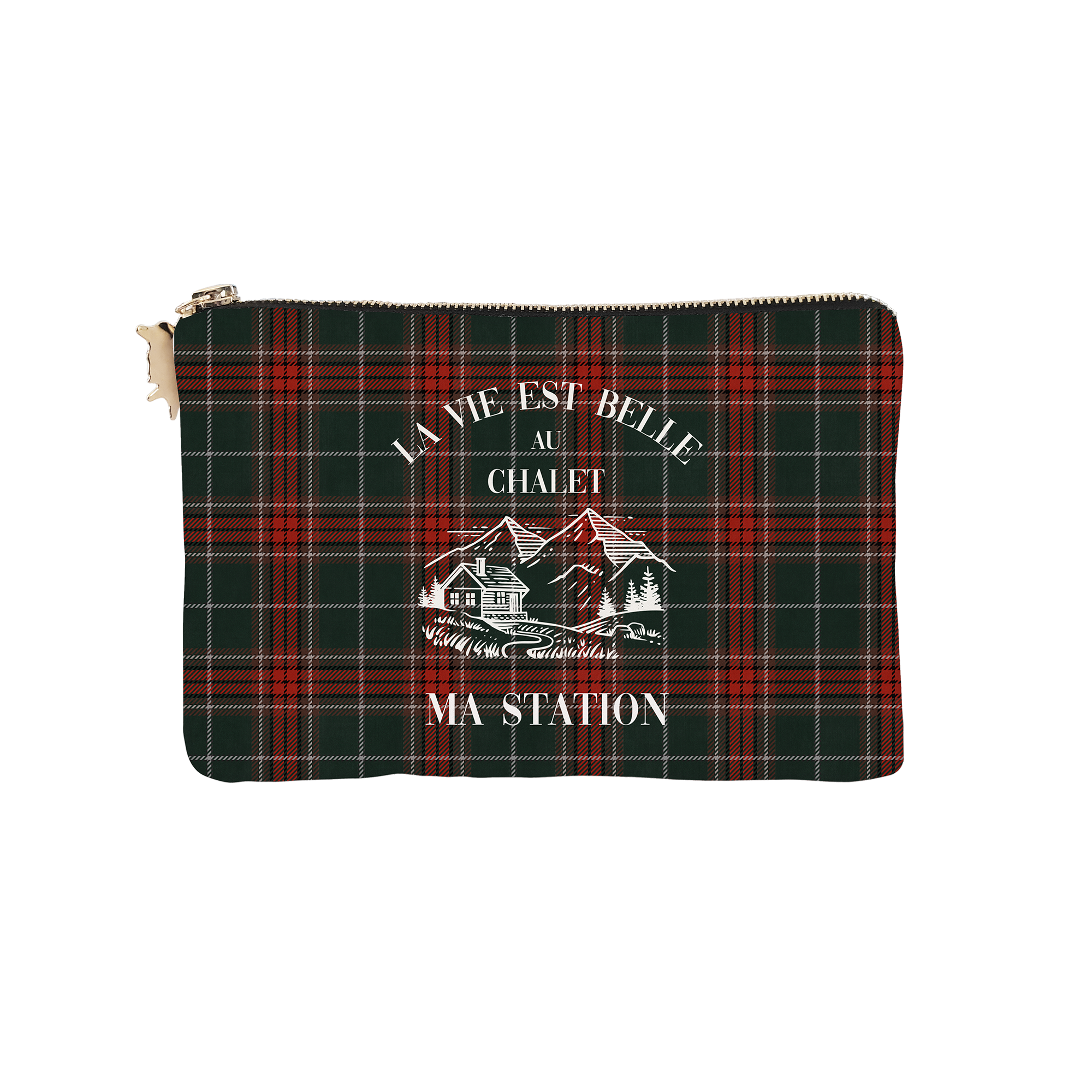 Pochette Velours Personnalisée Montagne Sestrières Rouge Xs