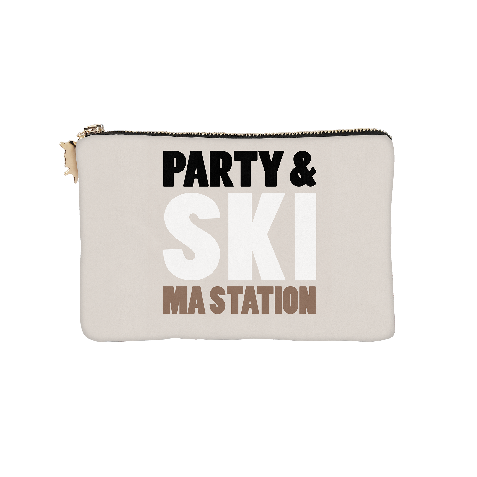 Pochette Velours Personnalisée Ski Morzine Beige Xs