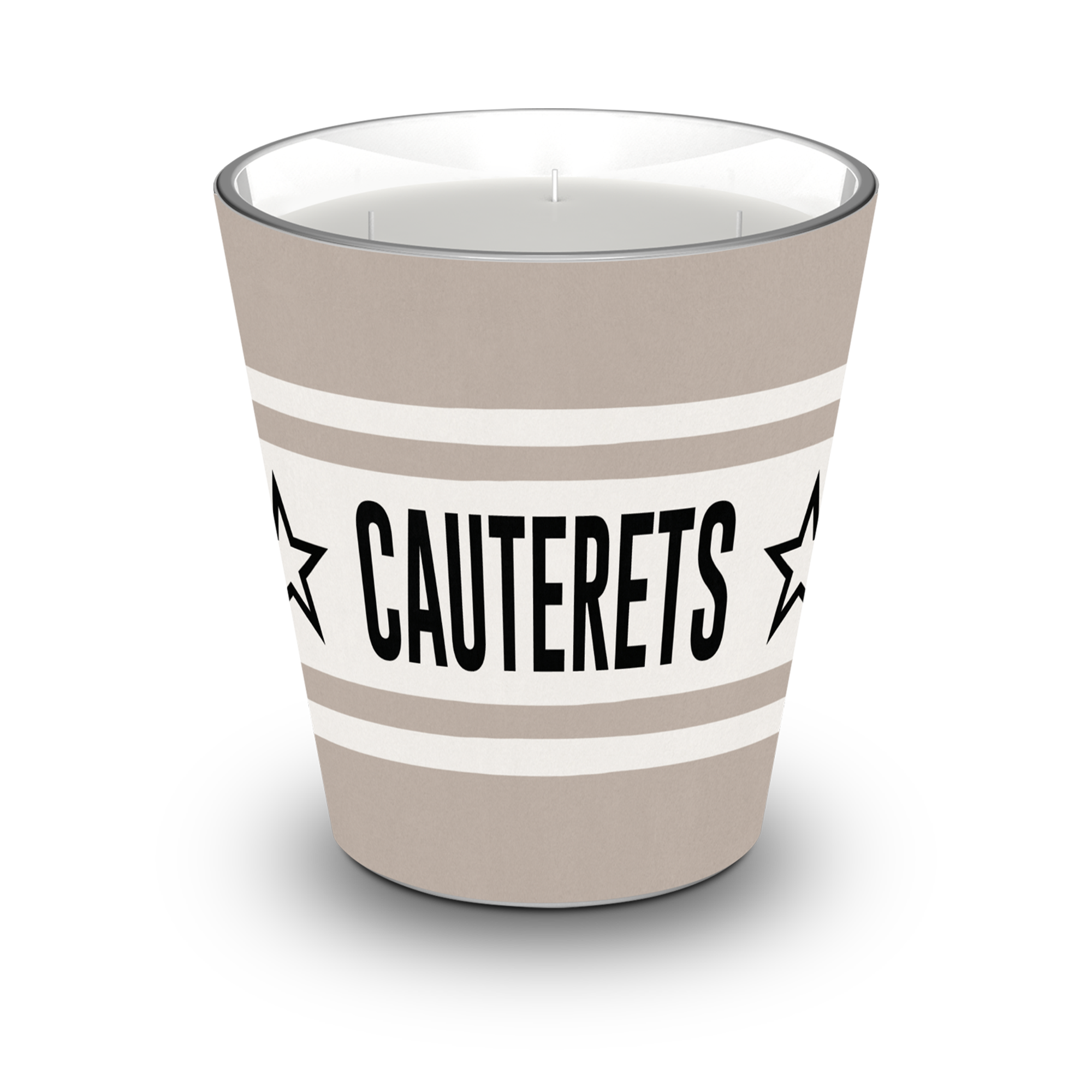 Bougie parfumée personnalisée Ampezzo Beige - Santal / Vanille / Musc