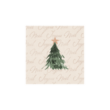 Dessous de verre en vinyle carré — modèle Noël Beige Xmas Tree