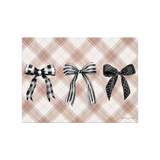 Set de table en vinyle rectangulaire — modèle Noël Beige Noeuds Tartan