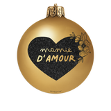 Dessous de verre en vinyle rond — modèle Noël Boule Mamie Amour
