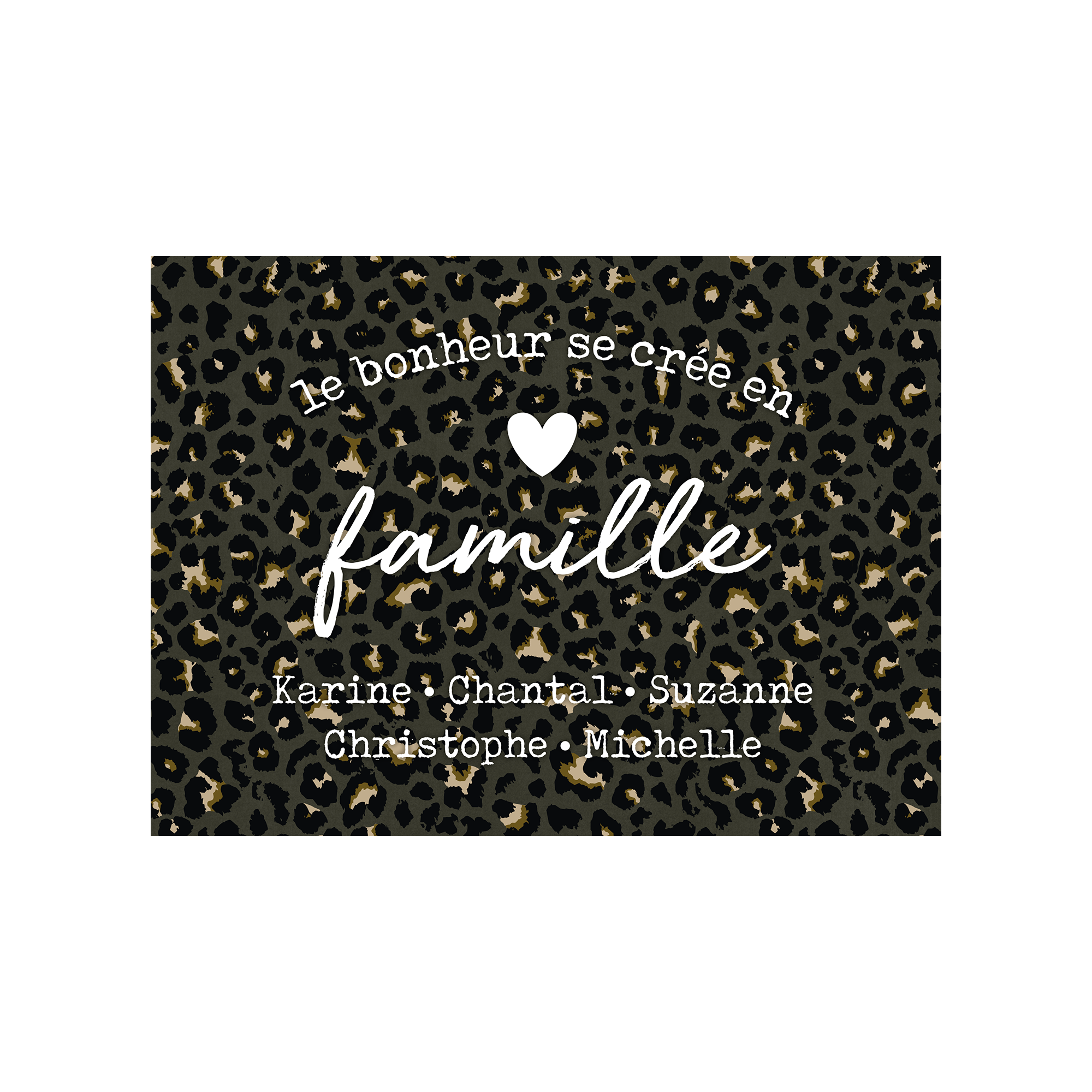 Set de table vinyle personnalisé Bonheur Famille Kaki