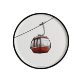 Dessous de verre en vinyle rond — modèle Ski Cabine