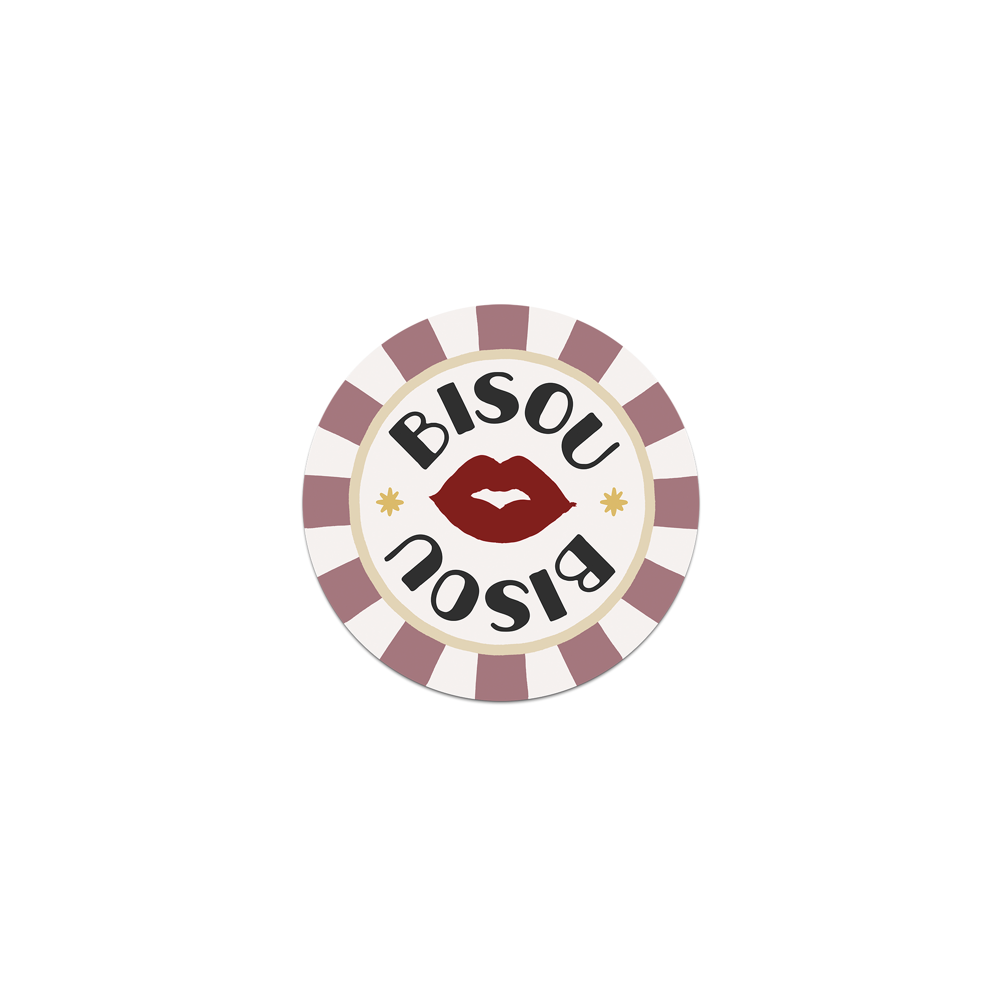 Lot De 6 Dessous De Verre Vinyle Bisou Bisou