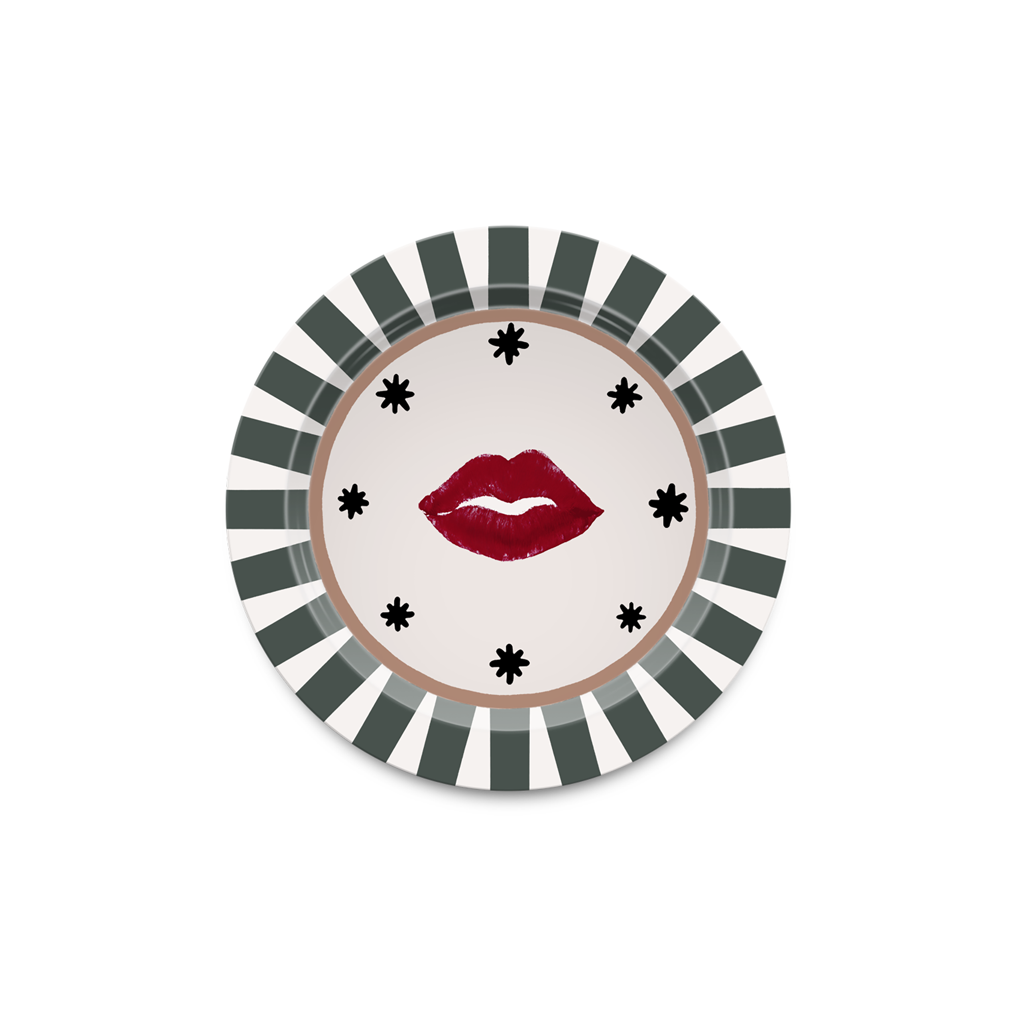 Vide poche en bois rond Red Lips