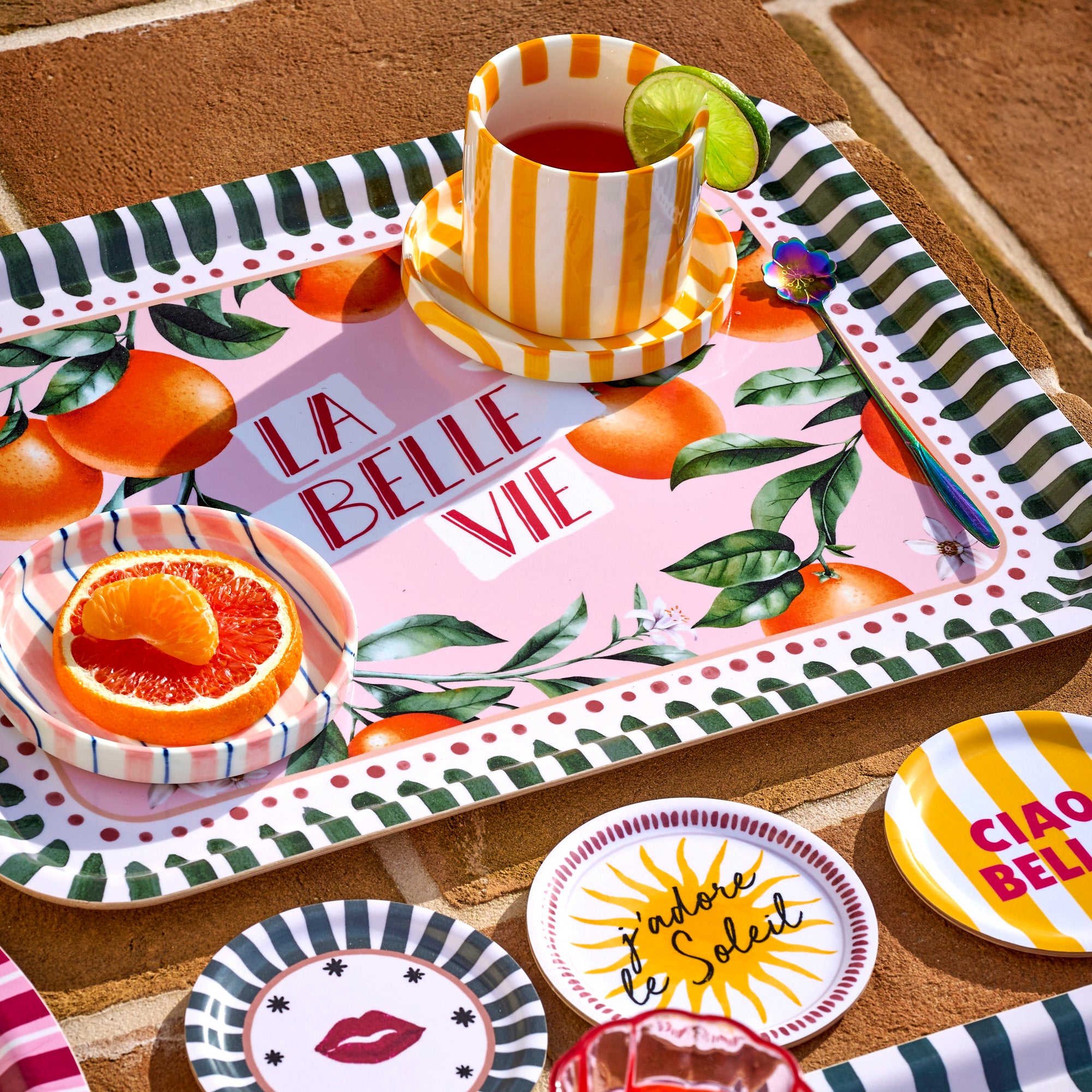 Vide poche en bois rond Red Lips