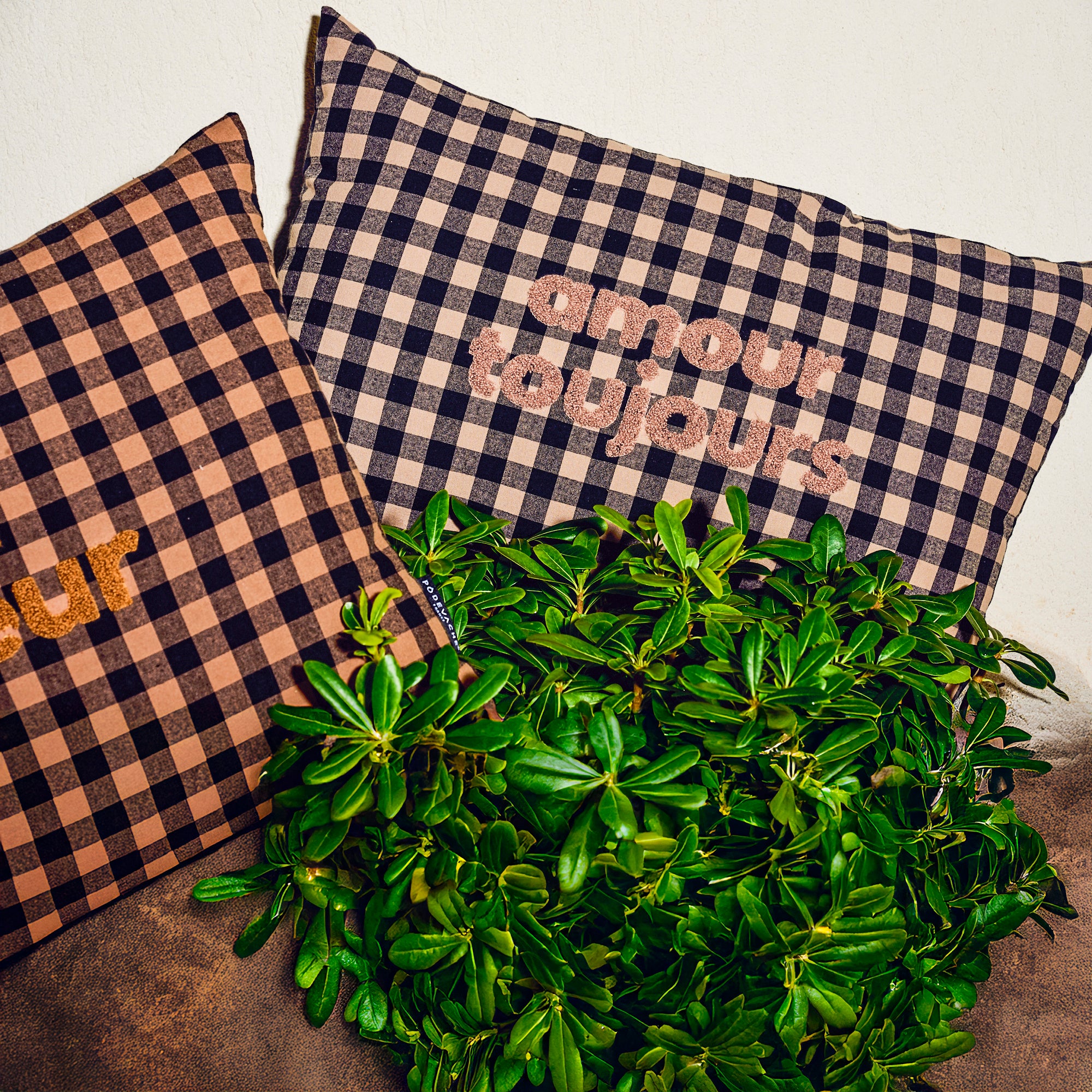 Coussin extérieur brodé Amour Toujours