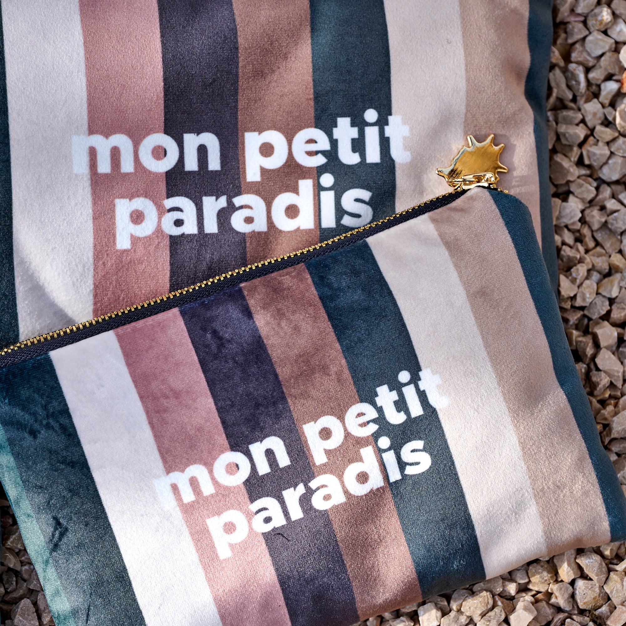 Pochette Velours Stripe Paradis S