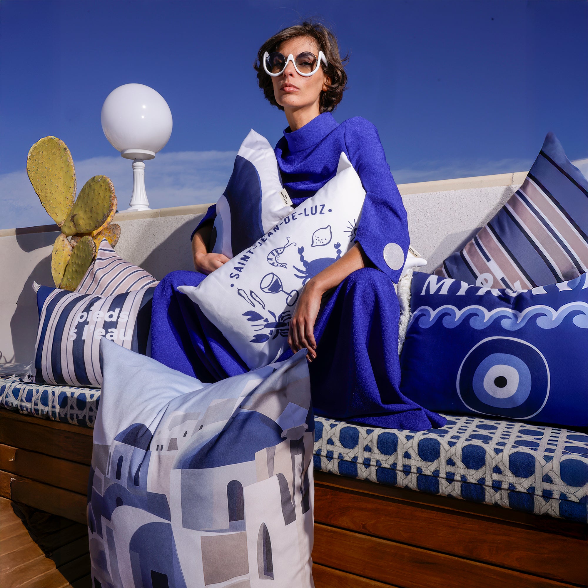 Coussin extérieur Stripe Pieds Eau