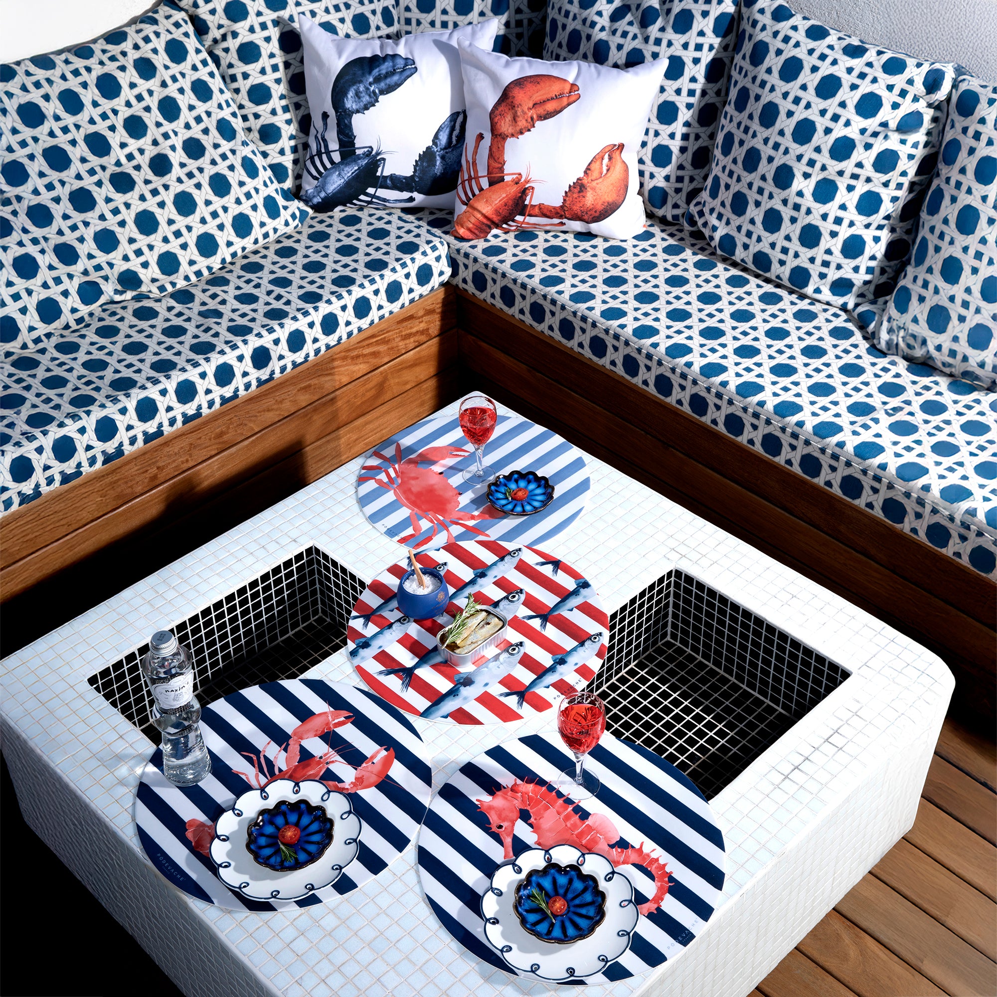 Set De Table Vinyle Stripes Crabe
