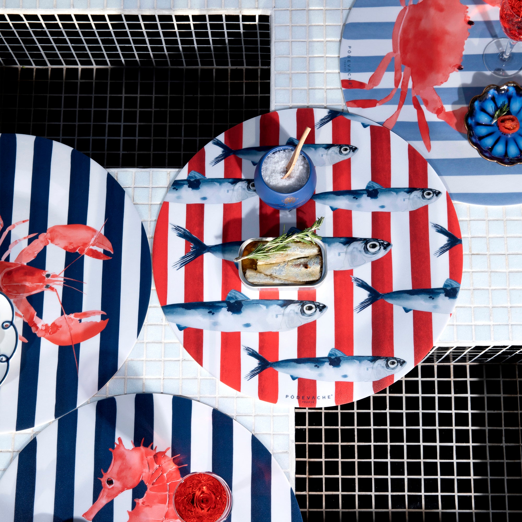 Set De Table Vinyle Stripes Sardine