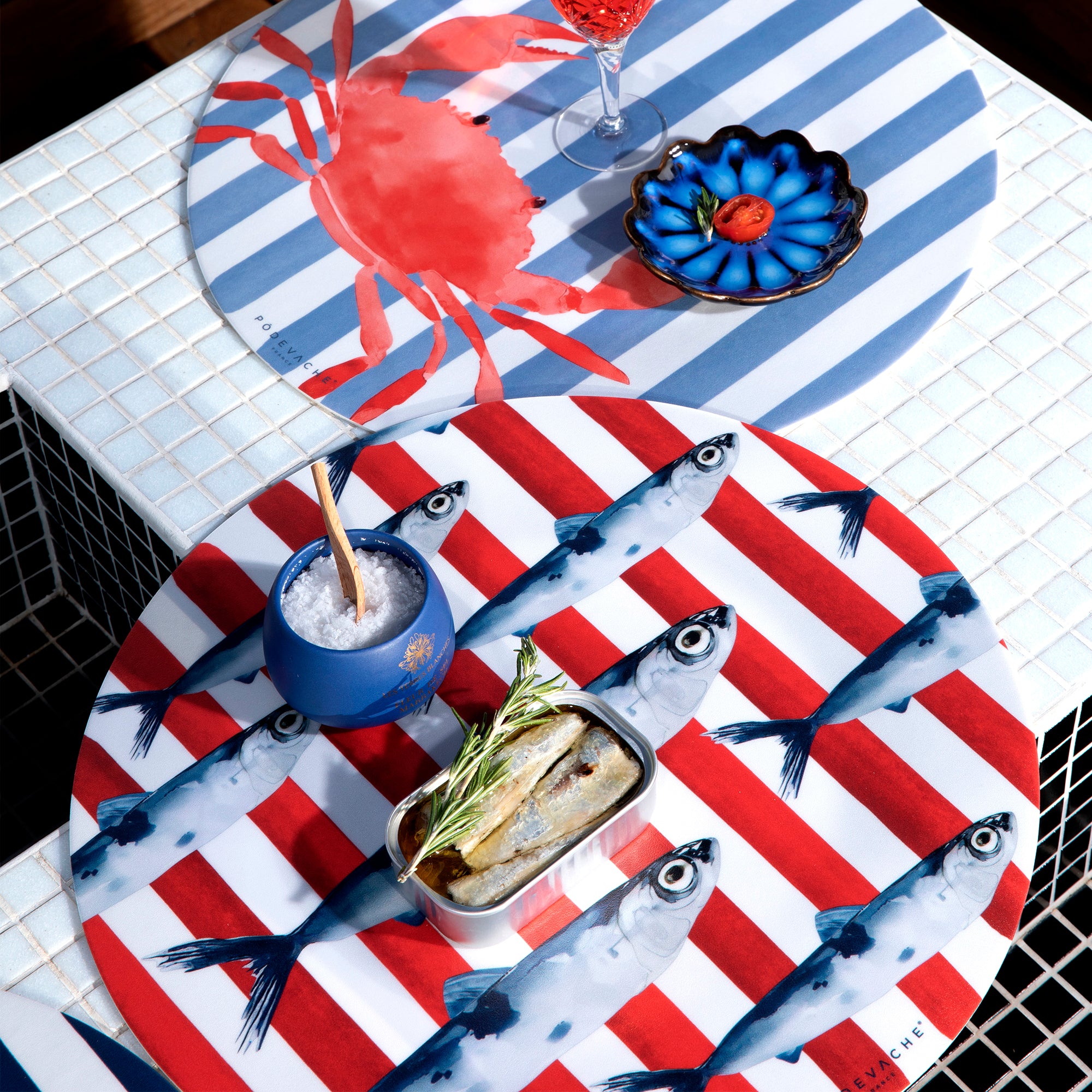 Set De Table Vinyle Stripes Sardine