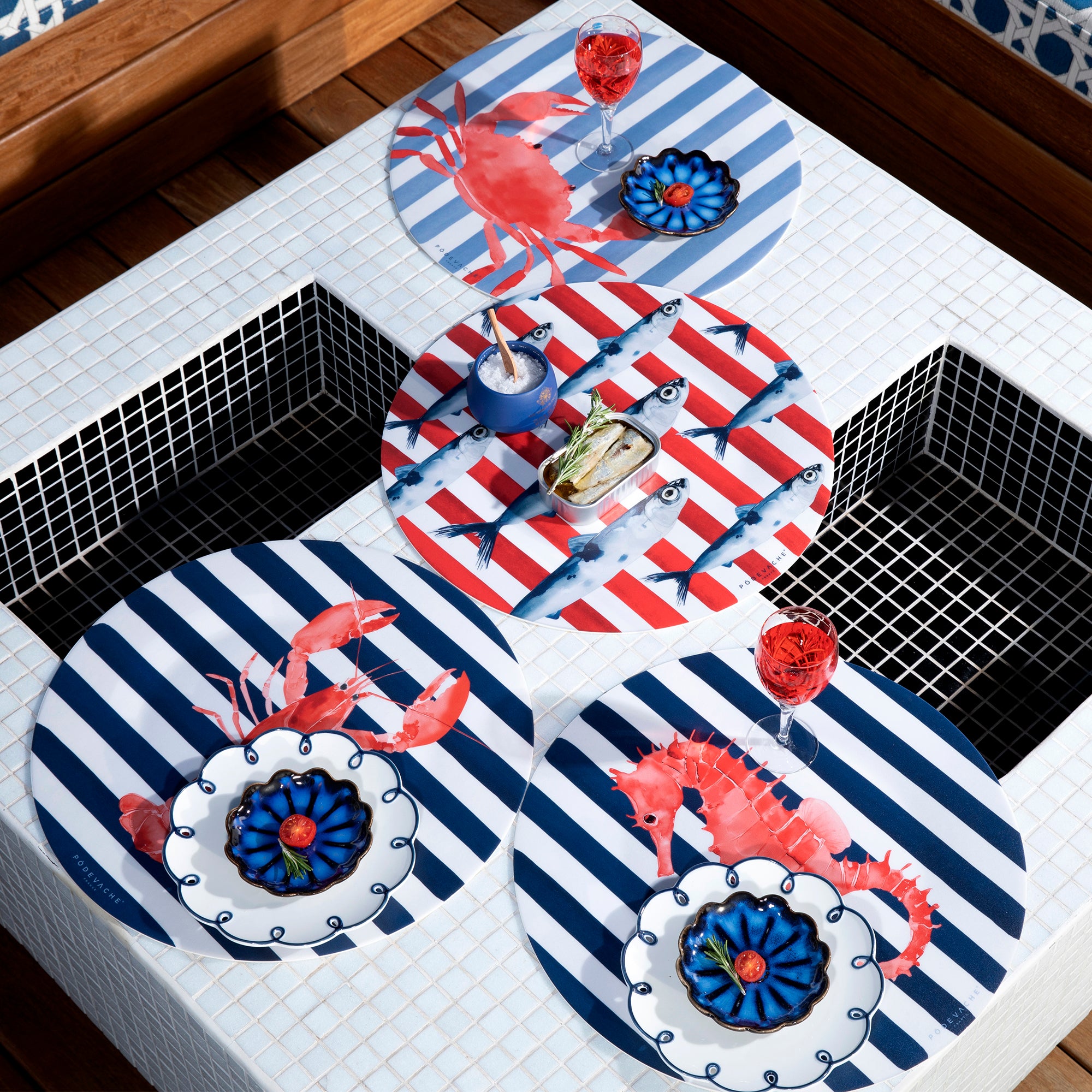 Set De Table Vinyle Stripes Sardine