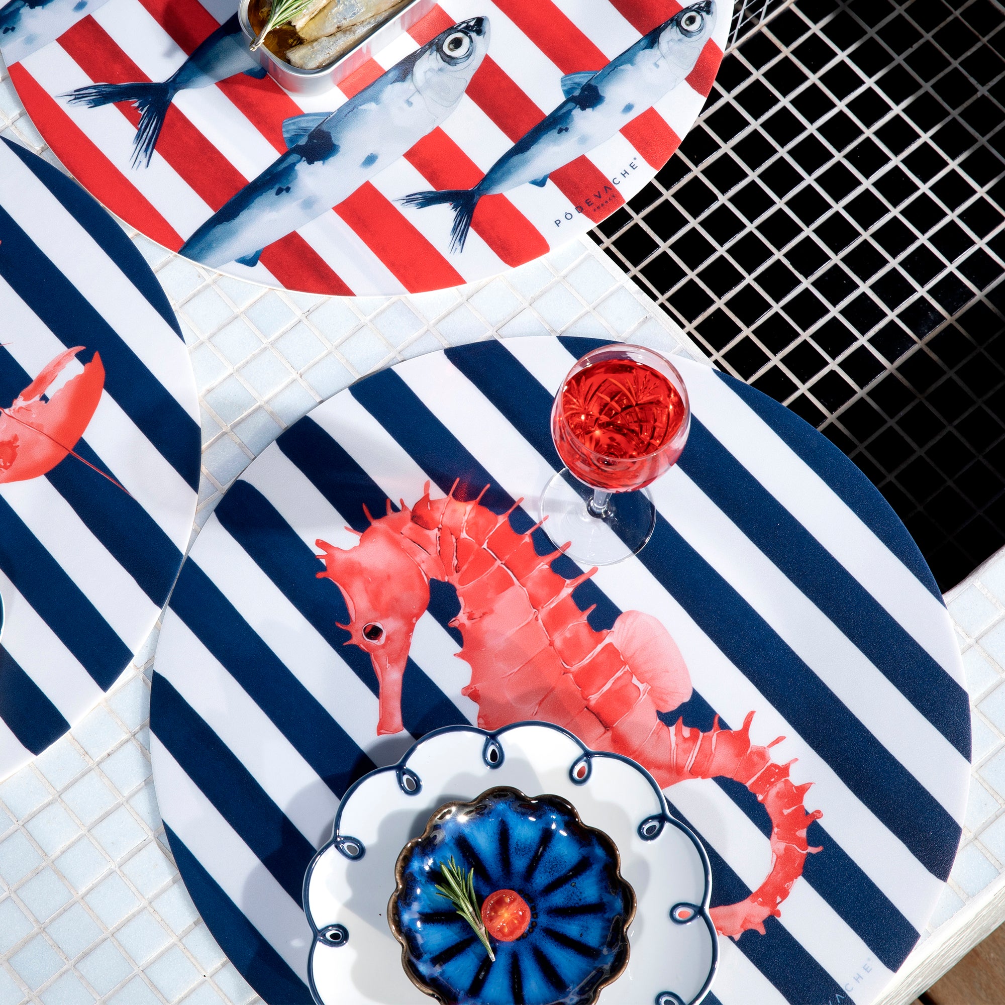 Set De Table Vinyle Stripes Hippocampe
