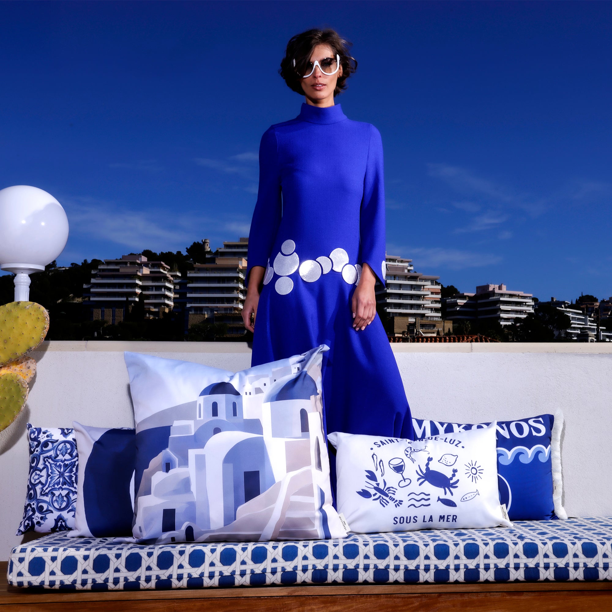 Coussin extérieur personnalisé Sous la Mer Bleu