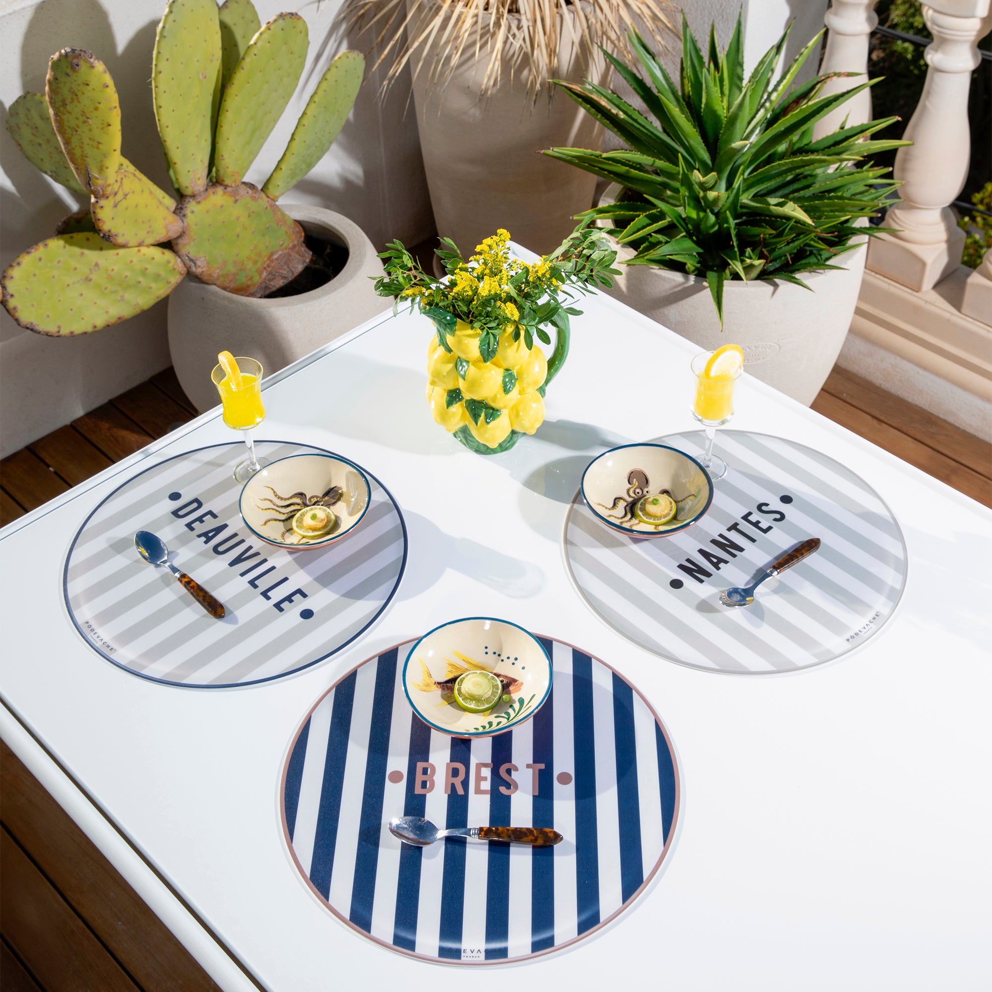 Set de table vinyle personnalisé Bagnard Light Beige Blue