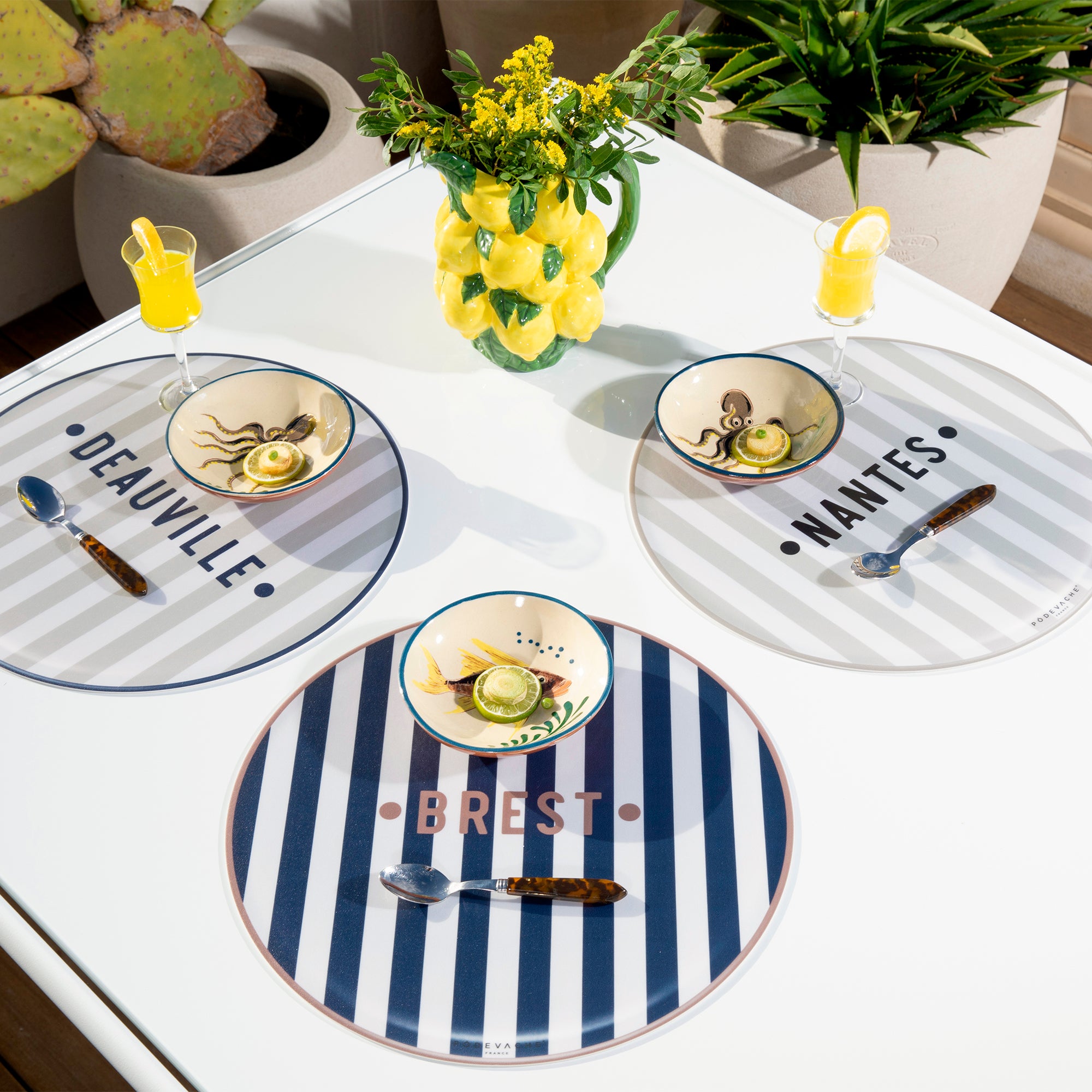 Set de table vinyle personnalisé Bagnard Light Beige Blue