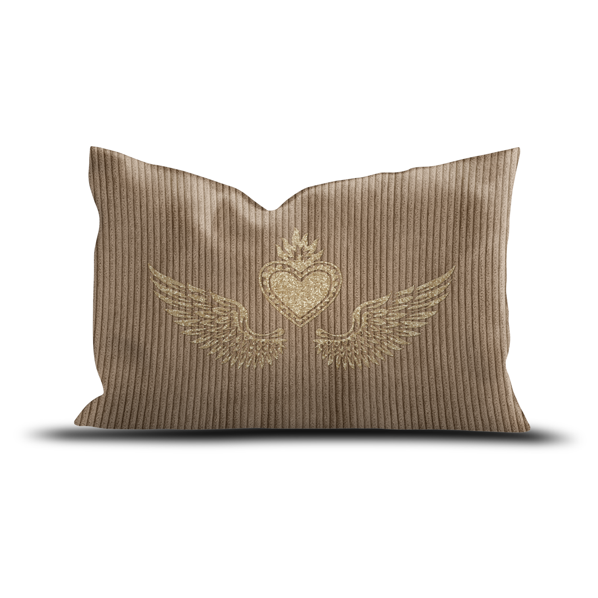 Coussin velours brodé Corazon Dorado