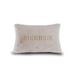 Coussin en fausse fourrure brodé Alegria