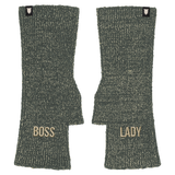 Mitaines — modèle paillettes message Boss Lady